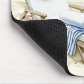 Blau Weiß Strand Sonnenschirm Mousepad (Ecke)