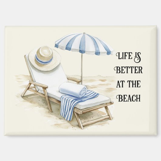 Blau Weiß Strandsonnenschirm Magnet (Vorderseite)