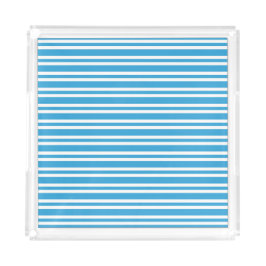 Blau Weiß Streifen Muster Acryl Tablett