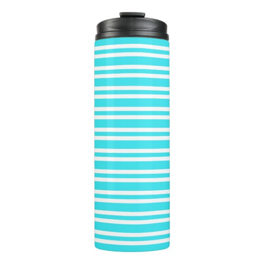 Blau-Weiß-Streifen-Muster Thermosbecher (Vorderseite)