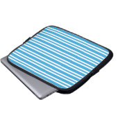 Blau-Weiß-Streifenmuster Laptopschutzhülle (Vorne Knopf)