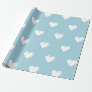 Blau Weiß Süß Einfaches Herz Muster Geschenkpapier