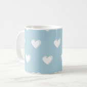 Blau Weiß Süßes Einfaches Herz Muster Kaffeetasse (Vorderseite Links)