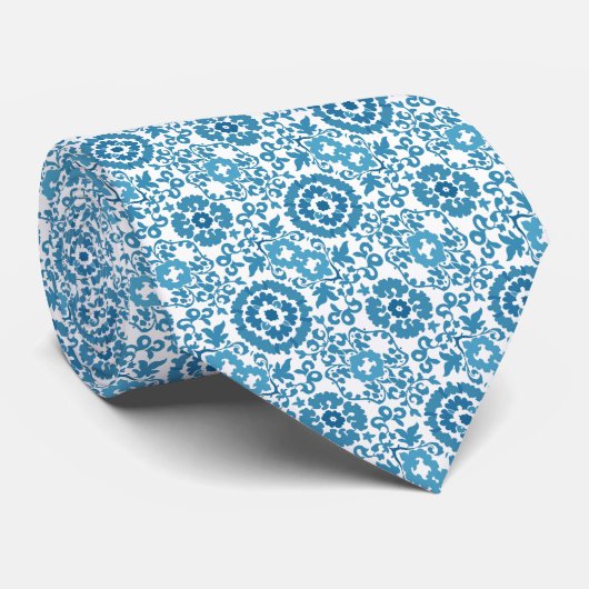 Blau-Weiß-Swirl-Muster Krawatte (Gerollt)