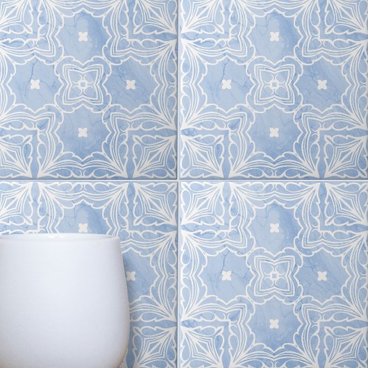 Blau-Weiß-Symmetrisches Muster mit Marmoraussehen Fliese