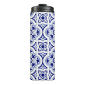 Blau & Weiß Talavera Tile Look Thermal Tumbler Thermosbecher (Vorderseite)