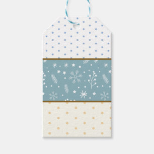 Blau, Weiß, Tan Polka Dots, Schneeflocken & Sterne Geschenkanhänger