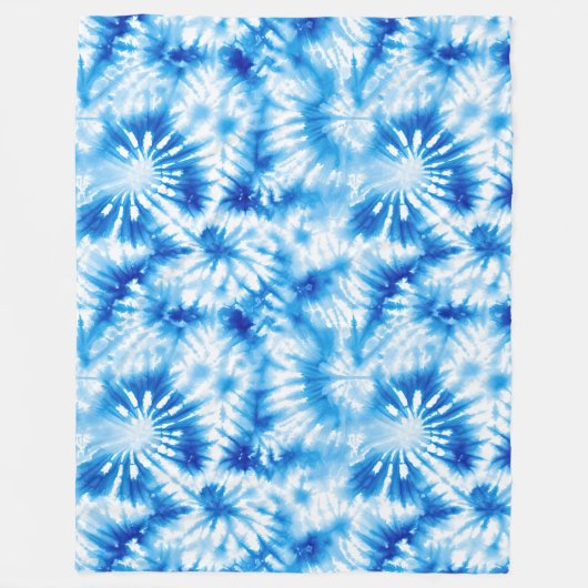 Blau Weiß Tie Dye Fleecedecke (Vorderseite)