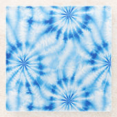 Blau Weiß Tie Dye Glasuntersetzer (Vorderseite)