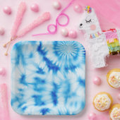 Blau Weiß Tie Dye Pappteller (Party)