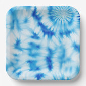 Blau Weiß Tie Dye Pappteller (Vorderseite)