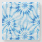 Blau Weiß Tie Dye Steinuntersetzer (Vorderseite)