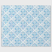 Blau-Weiß-Tile im Mittelmeer Geschenkpapier (Flach)