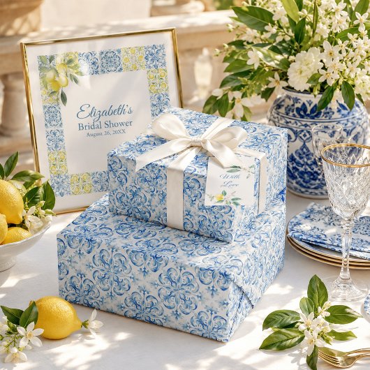Blau-Weiß-Tile im Mittelmeer Geschenkpapier