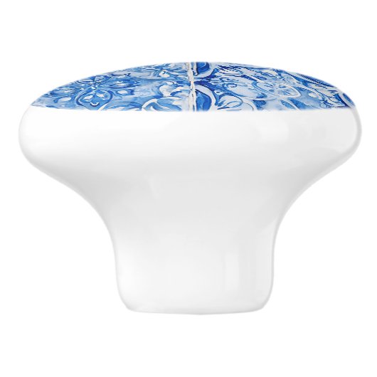 Blau-Weiß-Tile Keramikknauf (Seitenansicht)