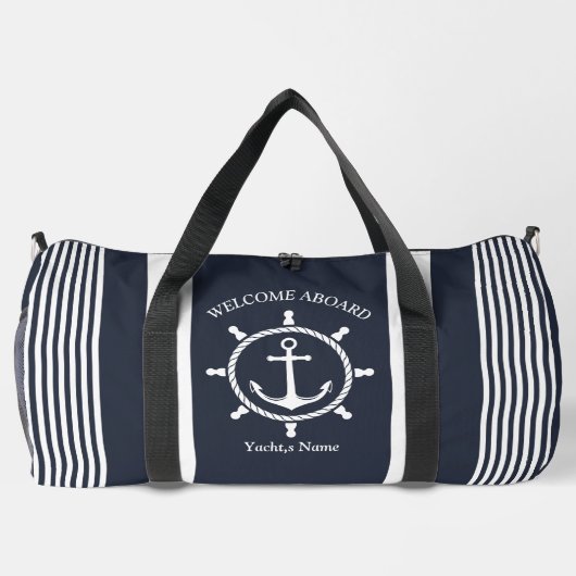 Blau-weiß und blau-weiß gestreift mit Anchor Duffle Bag (Rückseite)