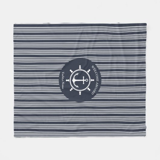 Blau-weiß und blau-weiß gestreift mit Anchor Fleecedecke (Vorderseite (Horizontal))