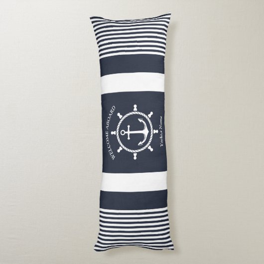 Blau-weiß und blau-weiß gestreift mit Anchor Seitenschläferkissen (Rückseite (Vertikal))