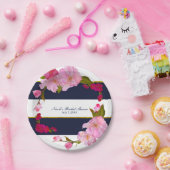 Blau-Weiß und Gold Modernes Party mit Blumenmotiv Pappteller (Party)