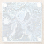 Blau, Weiß und Gold Wirbel Fluid Art Glasuntersetzer (Rückseite)