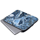 Blau, Weiß und Gold Wirbel Fluid Art Laptopschutzhülle (Vorne Knopf)