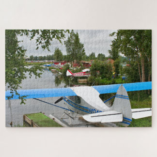 Blau, weiß und grau, Flugzeug, Alaska Puzzle