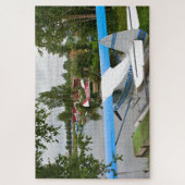 Blau, weiß und grau, Flugzeug, Alaska Puzzle (Vertikal)