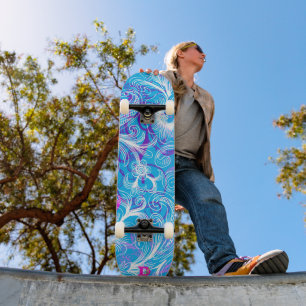 Blau weiß und rosa florales Dd Brand Skateboard