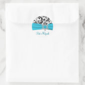 Blau, Weiß und Schwarz Damask Bat Mitzvah Sticker (Tasche)