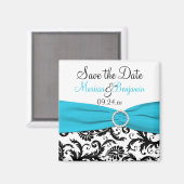 Blau, Weiß und Schwarz Speichern des Datumsfelds Magnet (Vorderseite/Rückseite)