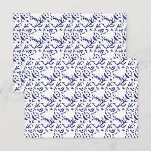 Blau-weiß verpacktes Papier mit grafischer Darstel Dankeskarte
