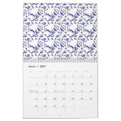 Blau-weiß verpacktes Papier mit grafischer Darstel Kalender (Mär 2027)