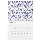Blau-weiß verpacktes Papier mit grafischer Darstel Kalender (Feb 2027)
