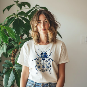 Blau-weiß verzierter Käfer T-Shirt