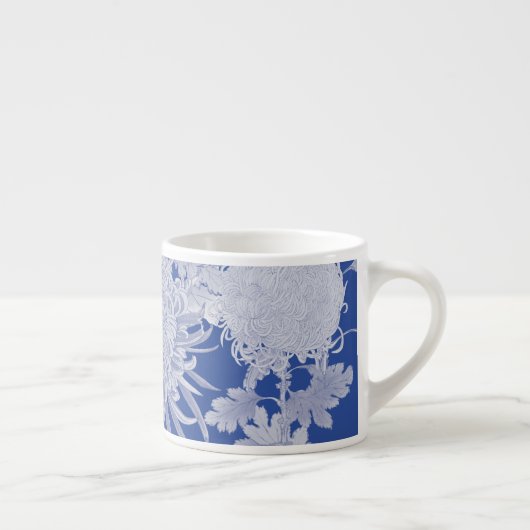Blau Weiß Vintag Chinoiserie Blumenmuster Espressotasse (Rechts)