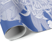 Blau Weiß Vintag Chinoiserie Blumenmuster Geschenkpapier (Rolleneckpunkt)