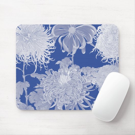 Blau Weiß Vintag Chinoiserie Blumenmuster Mousepad (Mit Mouse)