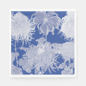 Blau Weiß Vintag Chinoiserie Blumenmuster Serviette (Vorderseite)