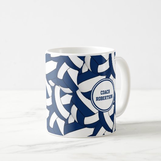 Blau-weiß Volleyball Team Farben Trainer dank Kaffeetasse (VorderseiteRechts)