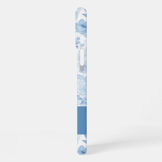 Blau Weiß Wasserfarbe Blumenmuster Name iPhone Hülle (Linke Seite)