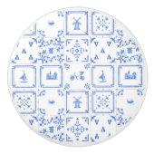 Blau-Weiß-Wasserfarben-Muster Keramikknauf (Vorderseite)