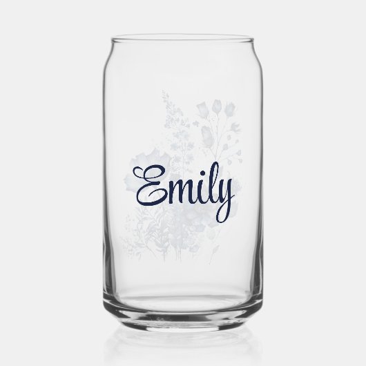 Blau-weiß Wildblumen im Delft-Stil Dosenglas (Rückseite)