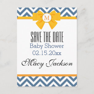 Blau-Weiß Zig Zag Muster Ankündigungspostkarte