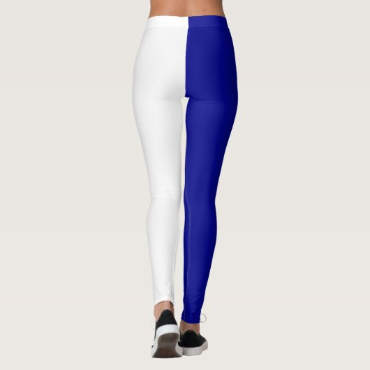 Blau Weiß Zwei-Tone-Split Halbdesign Leggings (Rückseite)