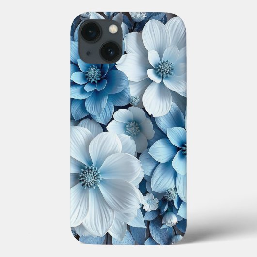 Blau-weiße 3D-Blume Case-Mate iPhone Hülle (Rückseite)