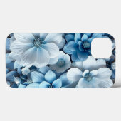 Blau-weiße 3D-Blume Case-Mate iPhone Hülle (Rückseite (Horizontal))
