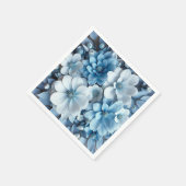 Blau-weiße 3D-Blume Serviette (Ecke)