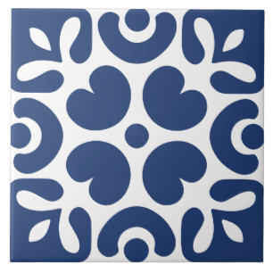 Blau-weiße abstrakte floral geometrische  fliese