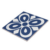 Blau-weiße abstrakte florale Geometrie Fliese (Seite)