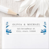 Blau-weiße Aquarellblumen-Rücksendeadresse (Insitu)